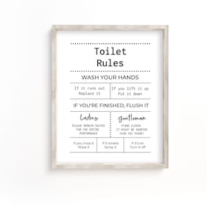 Toilet Rules,  Bathroom Wall Print, Wall Print, Bathroom Printable.  Bathroom Sign,  Bathroom Accessories,  Toilet Wall Print. Download
