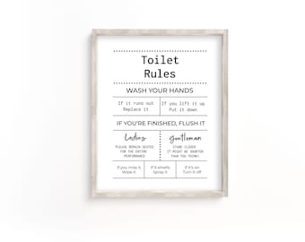 Toilet Rules Print: Funny Bathroom Sign (Digital Download)