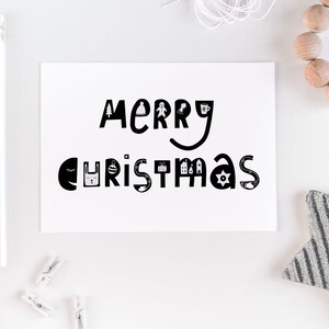 Christmas Print, Printable Christmas, Christmas doodles for kids, card, poster, Christmas Wall Decor, Printable Christmas Art, download