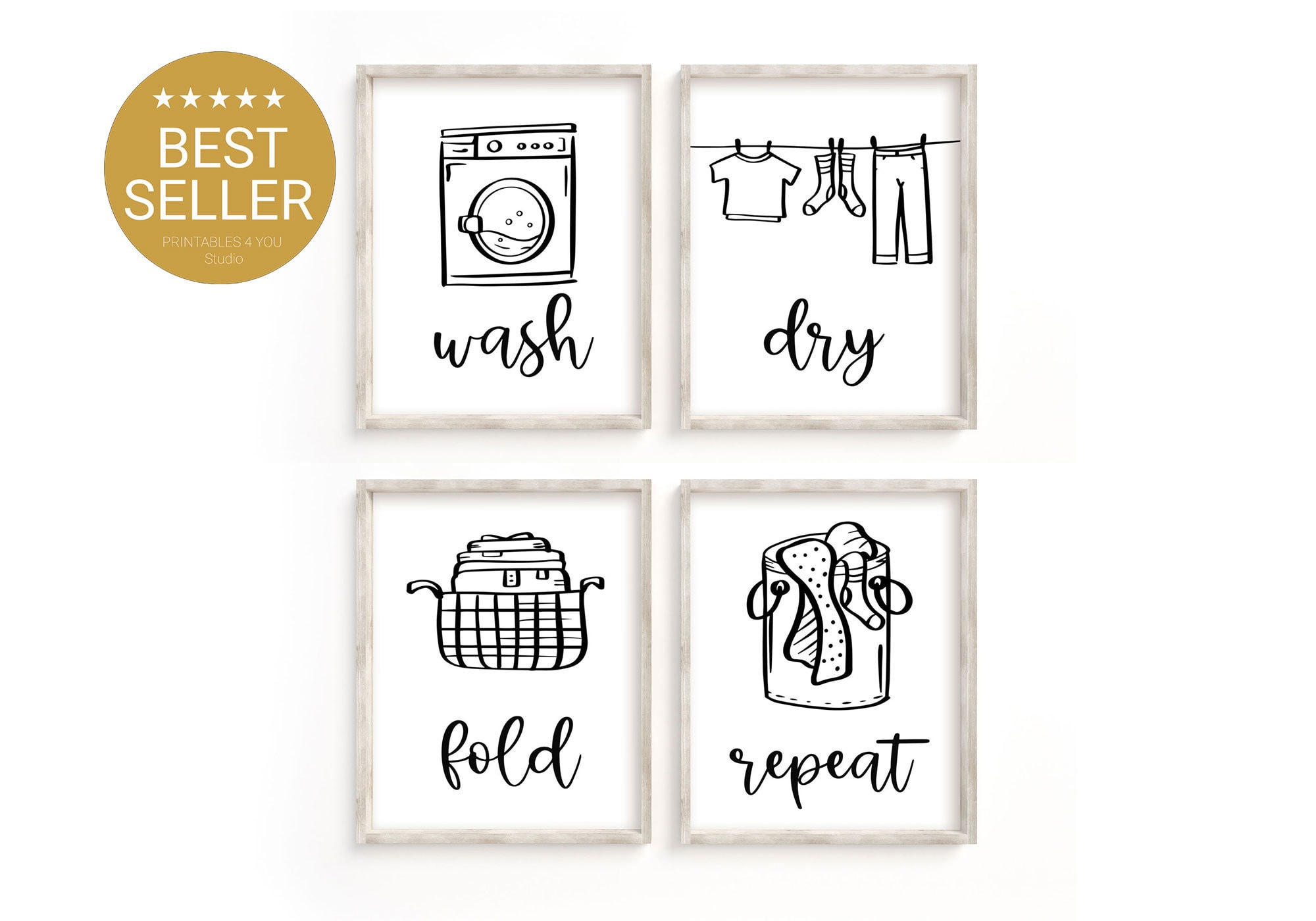 Wash Dry Fold Repeat Set of 4 Prints for Laundry Utility Room Laundry Room Decor Laundry Doodle Art. Different Sizes Included.download. Etsy