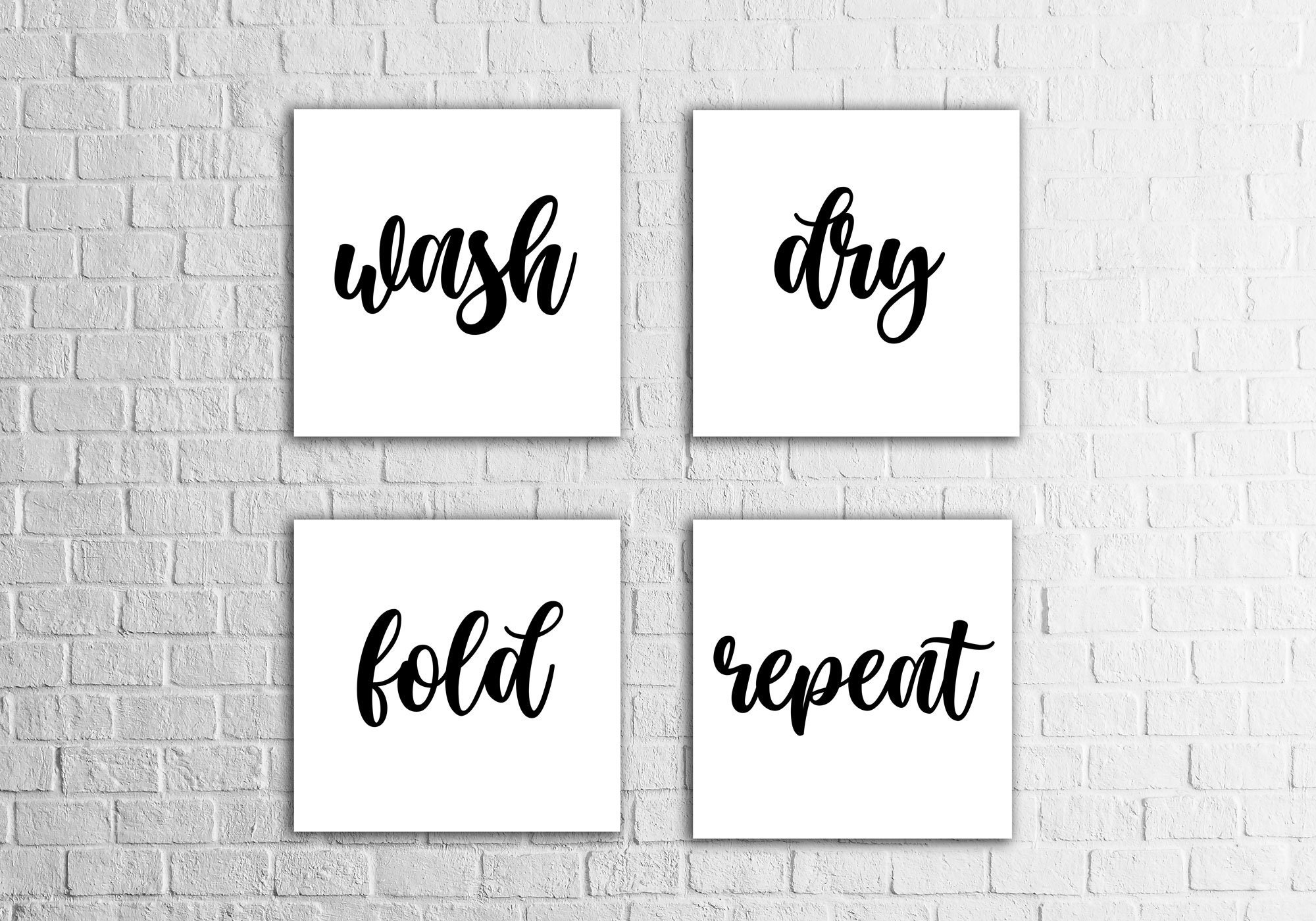 Wash Dry Fold Repeat, Set of 4 Prints for Laundry or Utility Room, 2 ...