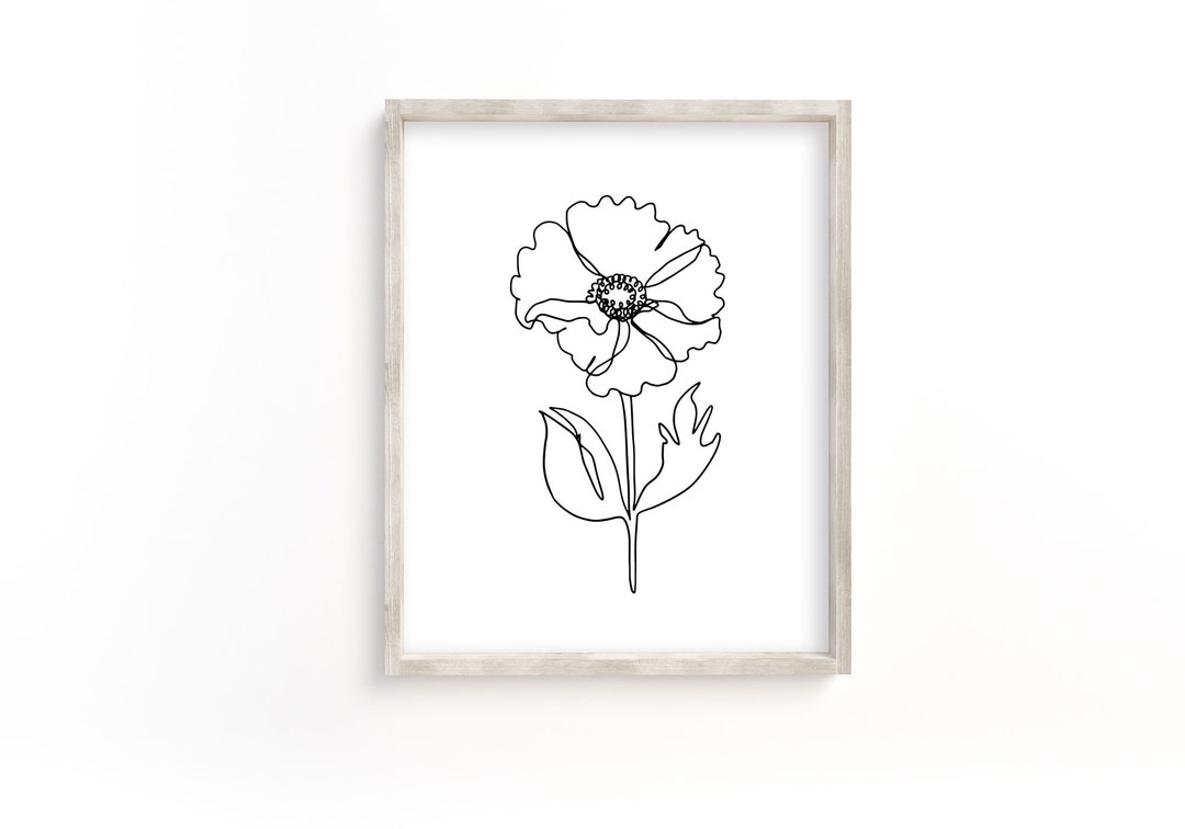 Poppy Wall Decor Printable Single Line Drawing Minimalist Line Art ...