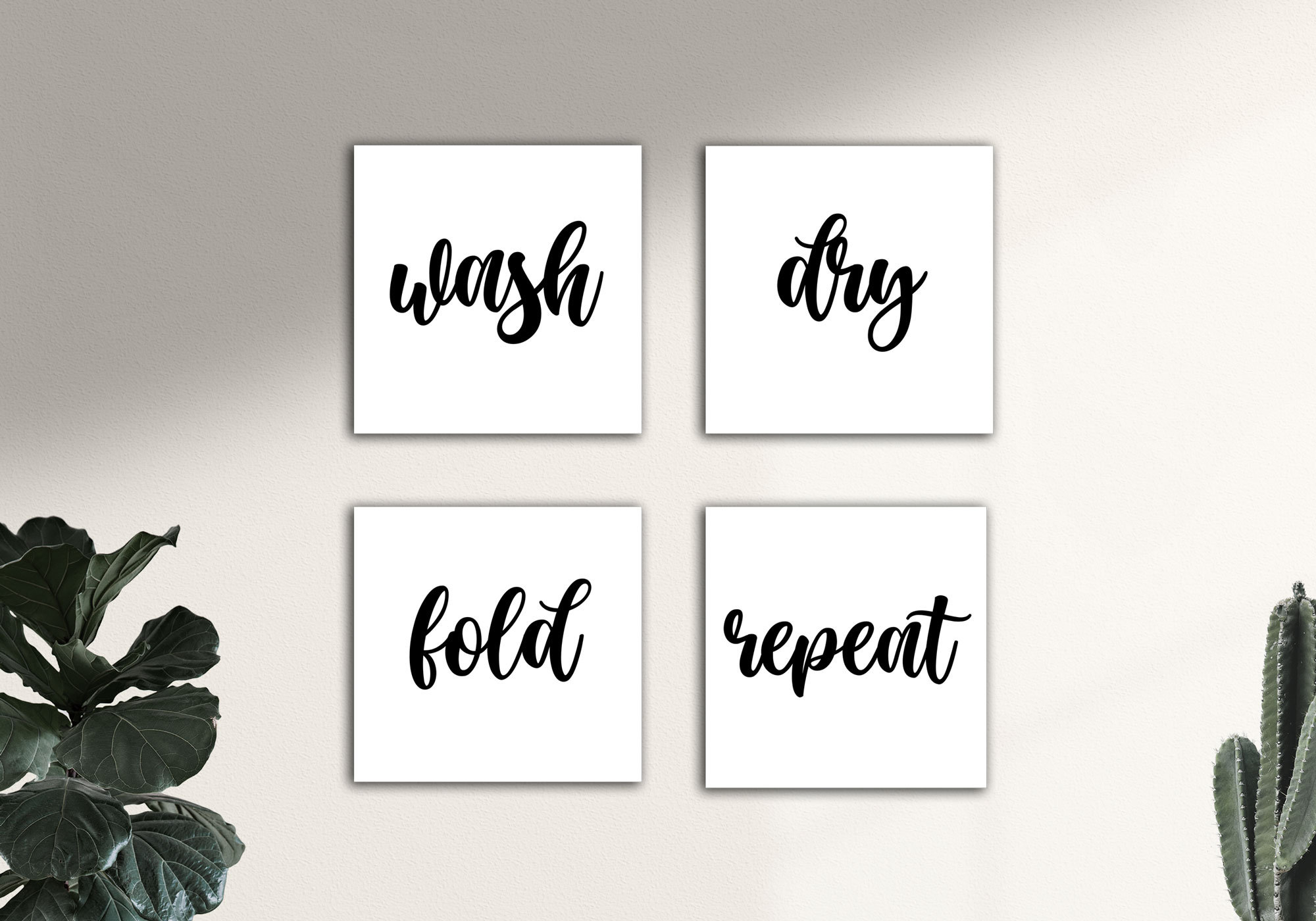 Wash Dry Fold Repeat, Set of 4 Prints for Laundry or Utility Room, 2 ...
