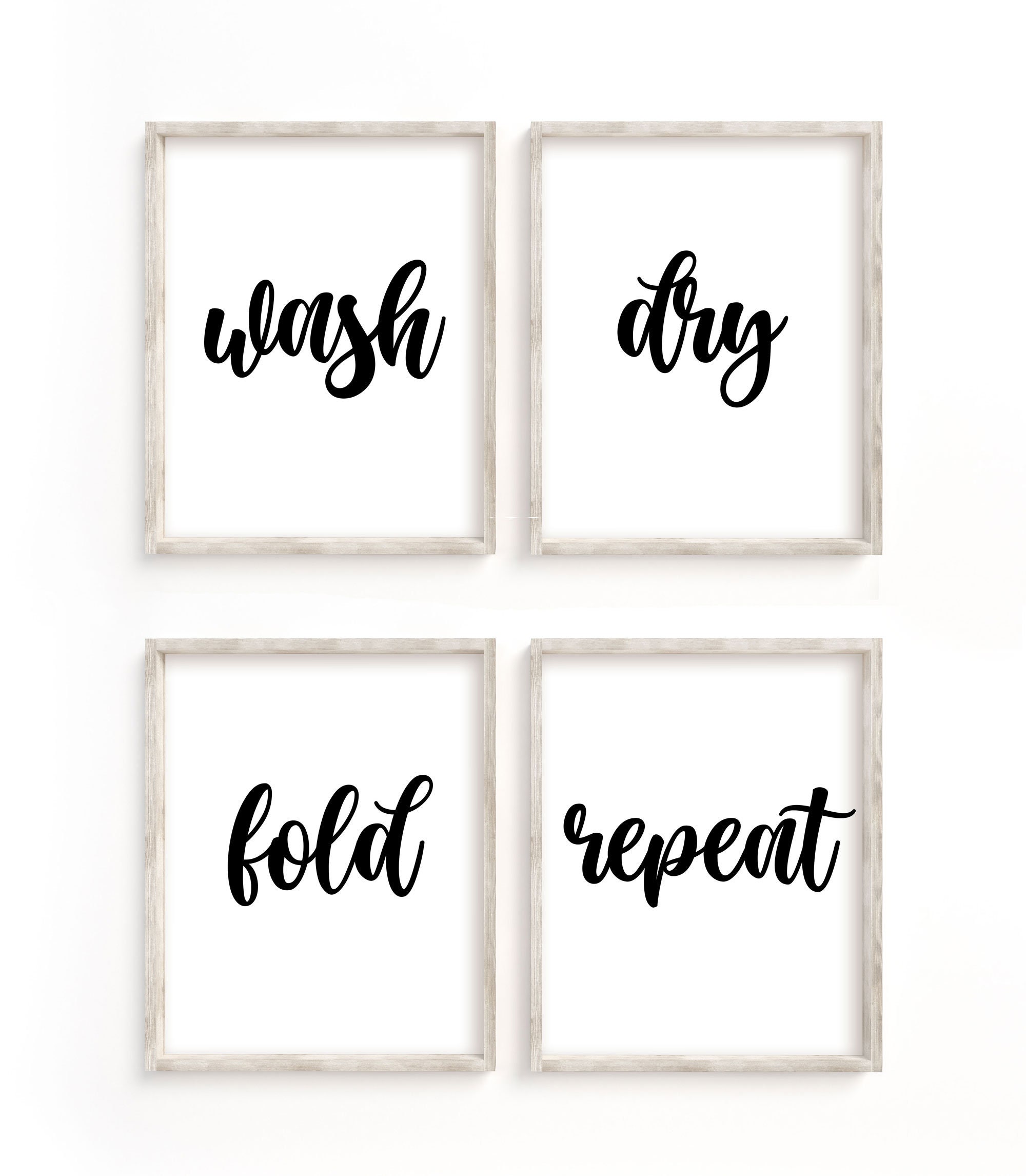 Wash Dry Fold Repeat, Set of 4 Prints for Laundry or Utility Room, 2 ...