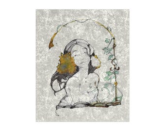 Sunflower Muse Crushed Velvet Blanket | Botanical Art Throw