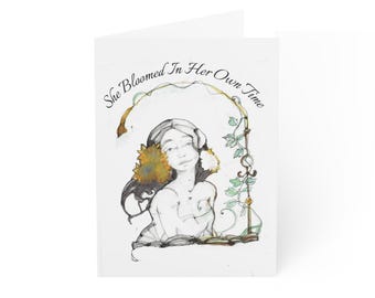 Floral Woman Greeting Card | Wildflower Illustration,  Boho For Her