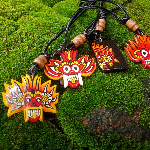 Wooden Devil Necklace & Pendant Gift Sri Lankan Traditional hand Made Wood Handcraft