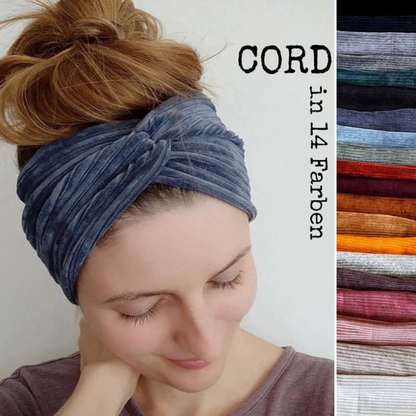 CORD Bandeau Haarband in 20 Farben, leichtes Sommer Haarband, 2 Tragemöglichkeiten, Einlagig Nahtlos, Sport- Freizeit Stirnband