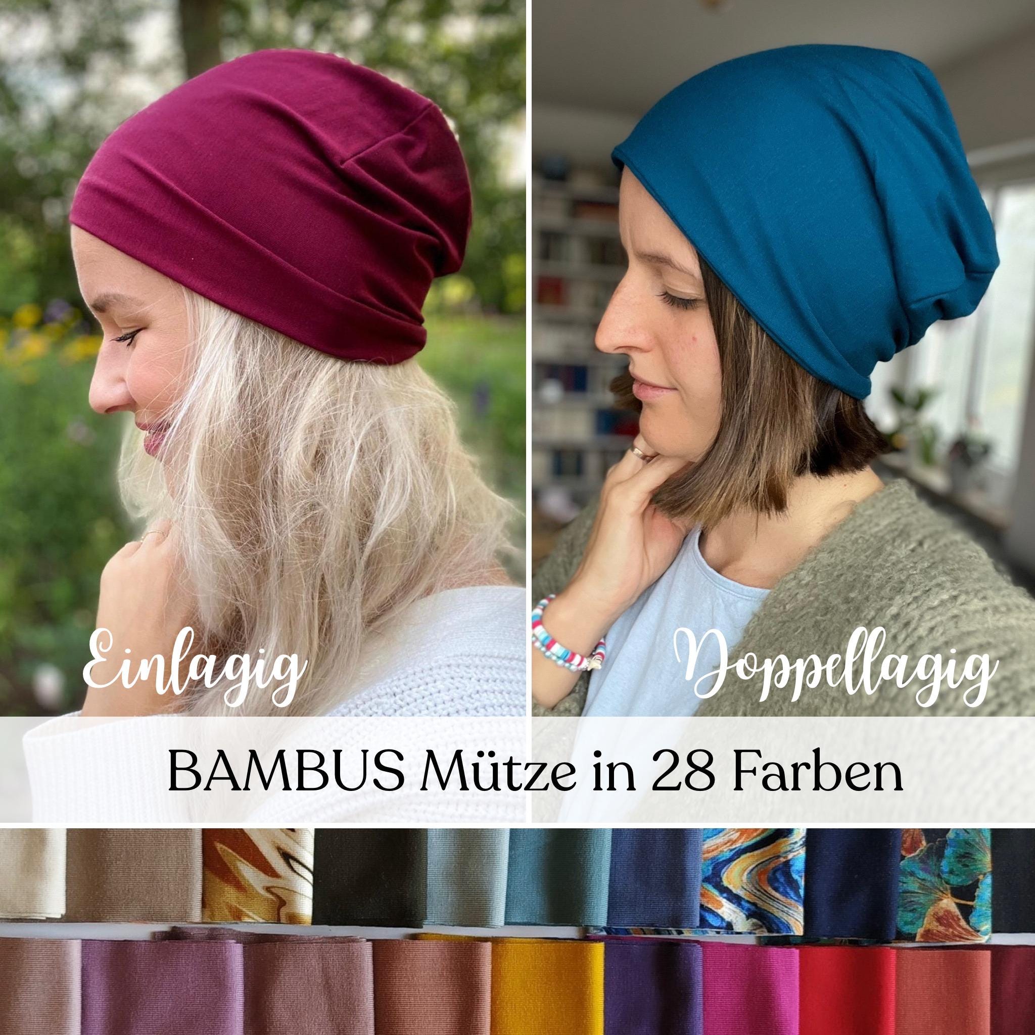 Bambus Slouchy Mtze einlagig oder doppellagig  Chemomtze nahtlos &  atmungsaktiv, 24/7 tragbar, handgefertigt, Artikel Nr. 1442232884 - Etsy.de