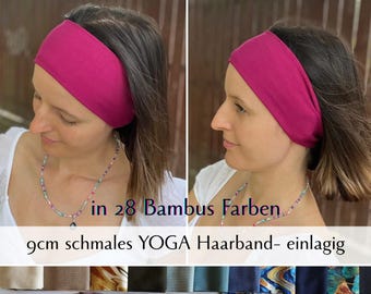 Bamboo yoga headband 9cm – single layer, seamless, custom-made, flexible & comfortable, for sports and everyday wear, 28 colors