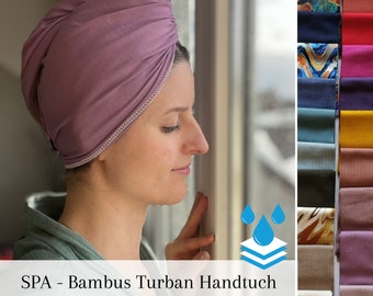 SPA Bambus Turban-Handtuch mit Knopf, saugstark, nachhaltige Lösung für unsere Haare, ideal für Lockenköpfe, Plopping Methode