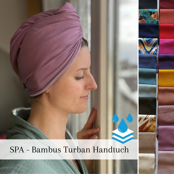 SPA Bambus Turban-Handtuch mit Knopf, saugstark, nachhaltige Lösung für unsere Haare, ideal für Lockenköpfe, Plopping Methode