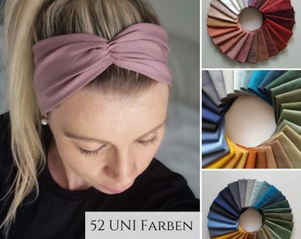 Twist Haarband in 100 Farben, leichtes Sommer Haarband, 2 Tragemöglichkeiten, Einlagig Nahtlos, Maßanfertigung, Sport- Freizeit Stirnband