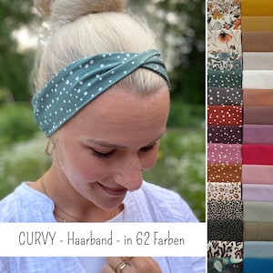 Curvy Haarband schmal – mittig verdreht, 24/7 tragbar, handgefertigt, viele Farben, Jersey Haarband für Alltag & Sport