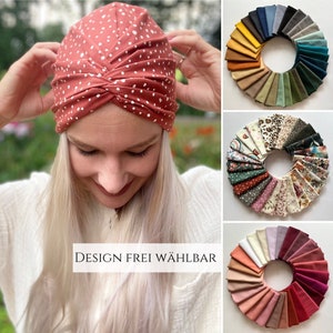 Die einlagige Turban Mütze mit TWIST, Chemo Cap, Sonnenhut, Farbauswahl, Maßanfertigung, Alopezie Haarausfall, Kopftuch, Bestseller Bild 1