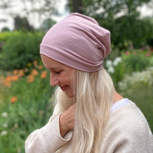 einlagige Slouchy Bambus Beanie Mütze MIT Bündchen, 18 Farben, Alopezie, Haarausfall ,Chemo Cap, Maßanfertigung, Sonnenhut, Übergangsmütze Bild 7