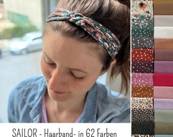SAILOR knotted hairband – handmade, elastic, custom-made, for sports, everyday wear, workouts, yoga, many colors