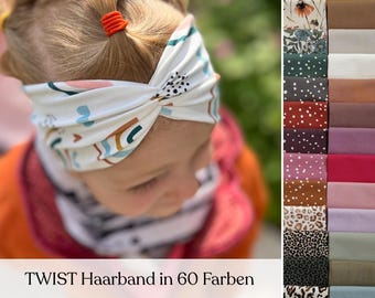 TWIST Hairband – single layer, seamless, flexible, cotton jersey, knot at the front or back, 12cm