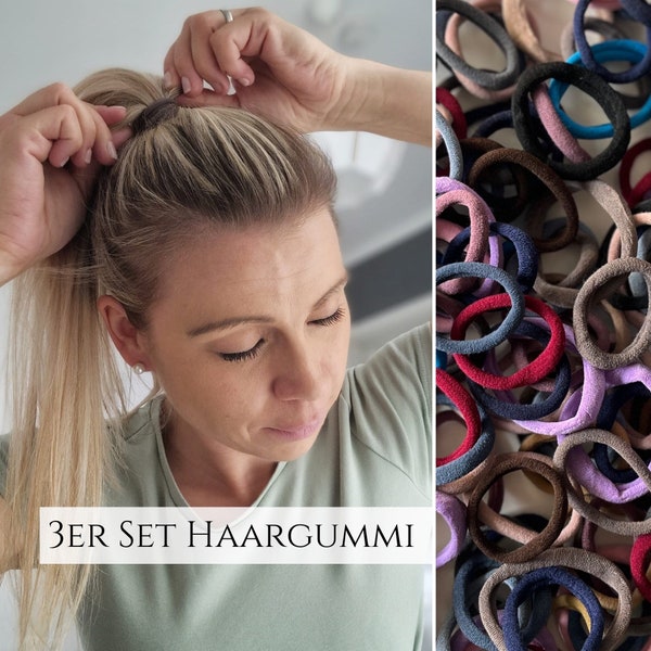 Set of 3 hair ties, soft and elastic, braid rubber, braid band, braid holder, gentle on the hair, no split ends