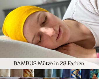 Bamboo slouchy cap, single layer – seamless & breathable chemo cap, wearable 24/7, handmade, item no. 13601206867