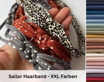 SAILOR knotted hairband – handmade, elastic, custom-made, for sports, everyday wear, workouts, yoga, many colors
