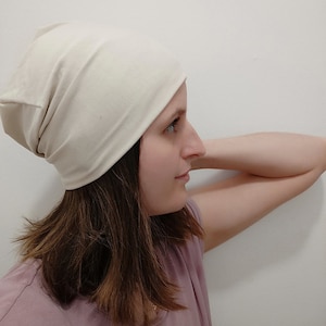 Single-layer bamboo slouchy beanie hat, alopecia, hair loss, chemo cap, sun hat, sleep cap, night cap, custom-made, transition hat image 7