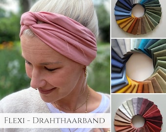 Bandeau à cheveux FLEXI en 81 couleurs, pliable, très bonne tenue, idéal pour l'été et les loisirs, coton élastique doux