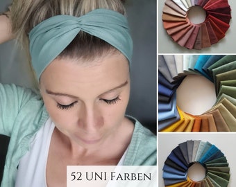 Twist Haarband in 100 Farben, leichtes Sommer Haarband, 2 Tragemöglichkeiten, Einlagig Nahtlos, Maßanfertigung, Sport- Freizeit Stirnband