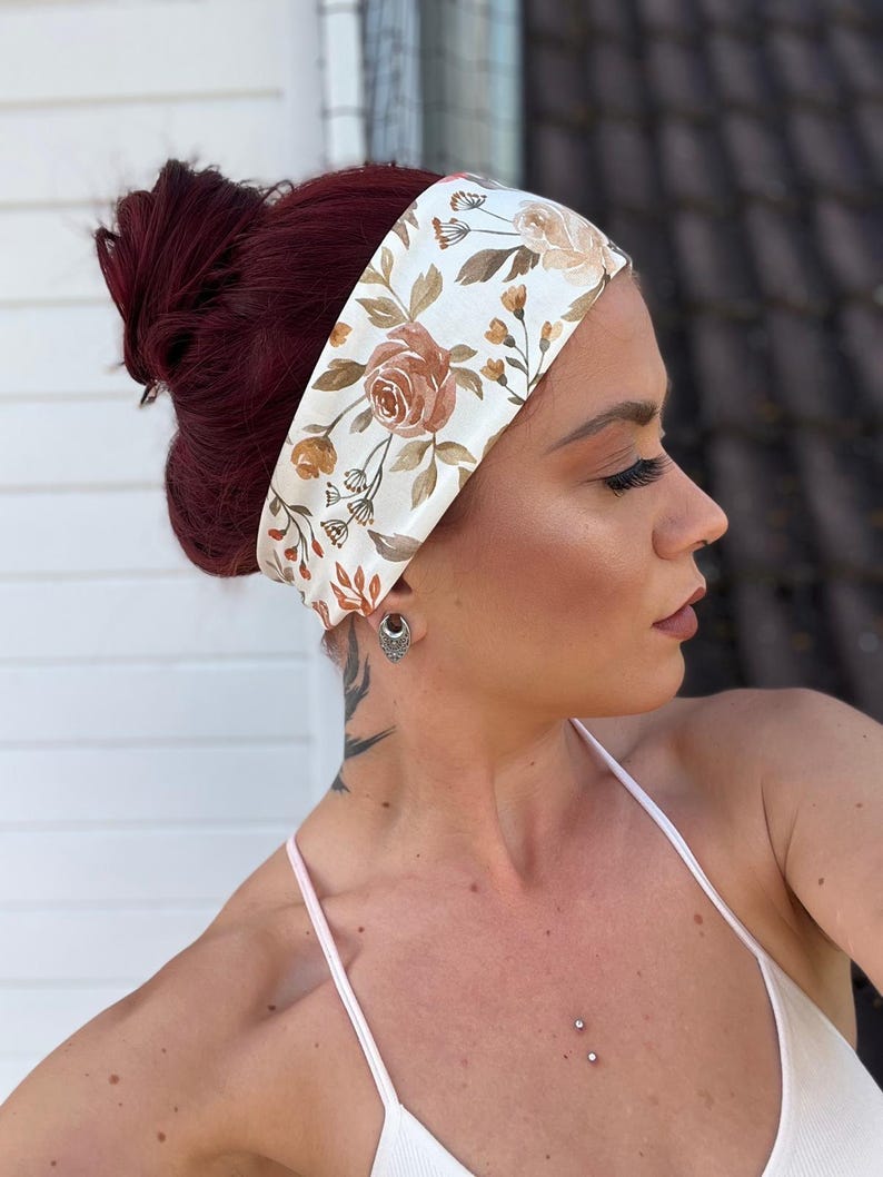 12 cm yoga headband – single layer, seamless, cotton jersey, flexible & comfortable, knotted front/back, many colors, customizable image 20