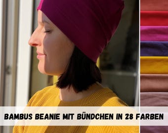 Single-layer bamboo slouchy cap – chemo cap with soft headband, breathable, handmade, for hair loss, sensitive scalp, wearable 24/7