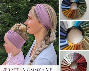 2er SET Twist Haarband in 100 Farben, Mutter Tochter Match, leichtes Sommer Haarband, 2 Tragemöglichkeiten, Einlagig Nahtlos, Sport