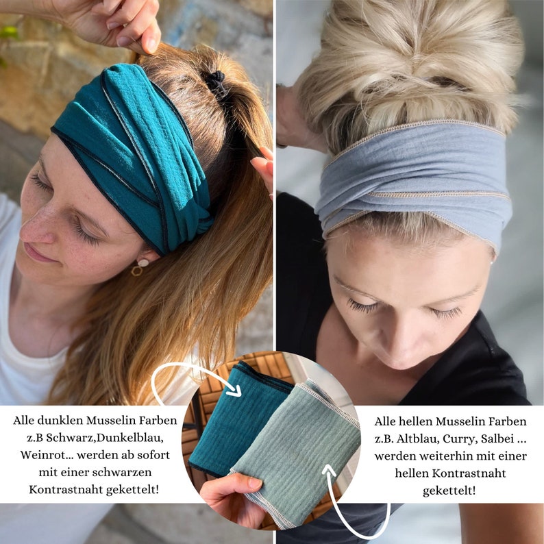 CUTY Musselin Bindehaarband in 34 Farben, Bestseller Haarband zum selber binden, ideal für Sommer und in der Freizeit, einlagig & gesäumt Bild 4