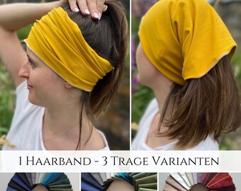 3 in 1 Haarband in 52 UNI Farben,Alopezie Haarausfall, Kopftuch,Dreadlocks, Headband, Loop, Sonnenhut, Nachtmütze, Chemotherapie, gekettelt