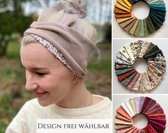 RAFF’aela Stirnband Haarband, kuschlig warmes Herbst Kopfband, XXL Farbauswahl, Maßanfertigung für deinen Kopf, Uni Stirnband