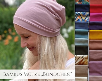 einlagige Slouchy Bambus Beanie Mütze MIT Bündchen, 18 Farben, Alopezie, Haarausfall ,Chemo Cap, Maßanfertigung, Sonnenhut, Übergangsmütze