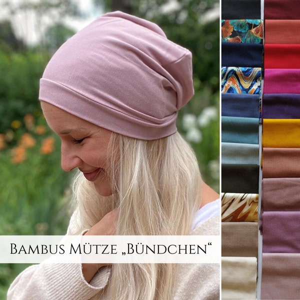 Single-layer Slouchy Bamboo Beanie Hat WITH Cuffs, 18 Colors, Alopecia, Hair Loss, Chemo Cap, Custom Made, Sun Hat, Transition Hat