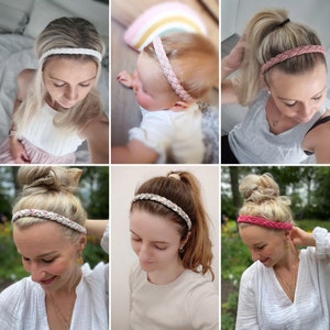 Braided hair band in over 100 colors, in 4 widths, fitness, leisure, workout headband, elastic summer hair band, hair wreath image 7