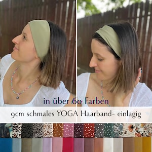 9cm Yoga-Haarband – einlagig, nahtlos, Baumwolljersey, flexibel & bequem, Knoten vorne/hinten, viele Farben, personalisierbar