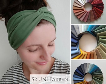 Bandeau Haarband in 100 Farben, leichtes Sommer Haarband, 2 Tragemöglichkeiten, Einlagig Nahtlos,Maßanfertigung,Sport- Freizeit Stirnband