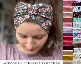AKTIONS Haarband mit Knoten in 119 Farben erhältlich, Kopfumfang frei wählbar, Limitierte Stückzahl