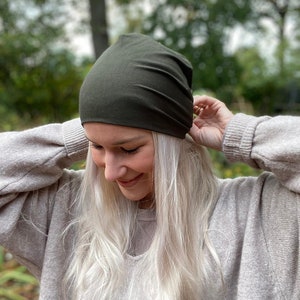 Bambus Slouchy Beanie Mütze, Bamboo Chemo Cap, einlagig, Schlafmütze, Maßanfertigung, Alopezie Haarausfall, Anti Spliss, Kopftuch, Sonnenhut Bild 9