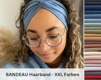 Bandeau Haarband – einlagig, nahtlos, flexibel, Baumwolljersey, Knoten vorne oder hinten, 12 cm, personalisierbar, Artikel Nr. 1793392849