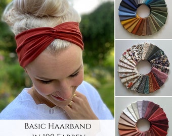 Bandeau Haarband in über 100 Farben, leichtes Sommer Haarband, 2 Tragemöglichkeiten, Einlagig Nahtlos, Sport- Freizeit Stirnband