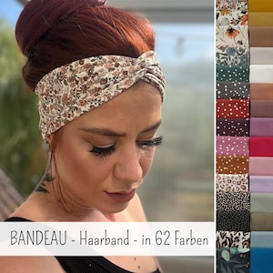 Bandeau Haarband – einlagig, nahtlos, flexibel, Baumwolljersey, Knoten vorne oder hinten, 12 cm, personalisierbar, Artikel Nr. 1793392849