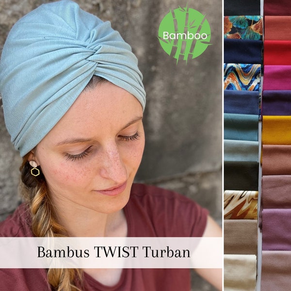 Bambus Twist Turban Mütze, Bamboo Chemo Cap, Schlafmütze, Maßanfertigung, Alopezie Haarausfall, Anti Spliss, Kopftuch, Sonnenhut