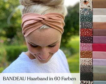 BANDEAU Hairband – single layer, seamless, flexible, cotton jersey, knot at the front or back, 12cm