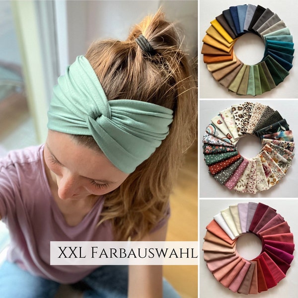 Bandeau hairband in over 100 colors, light summer hairband, 2 wearing options, single layer seamless, sports and leisure headband