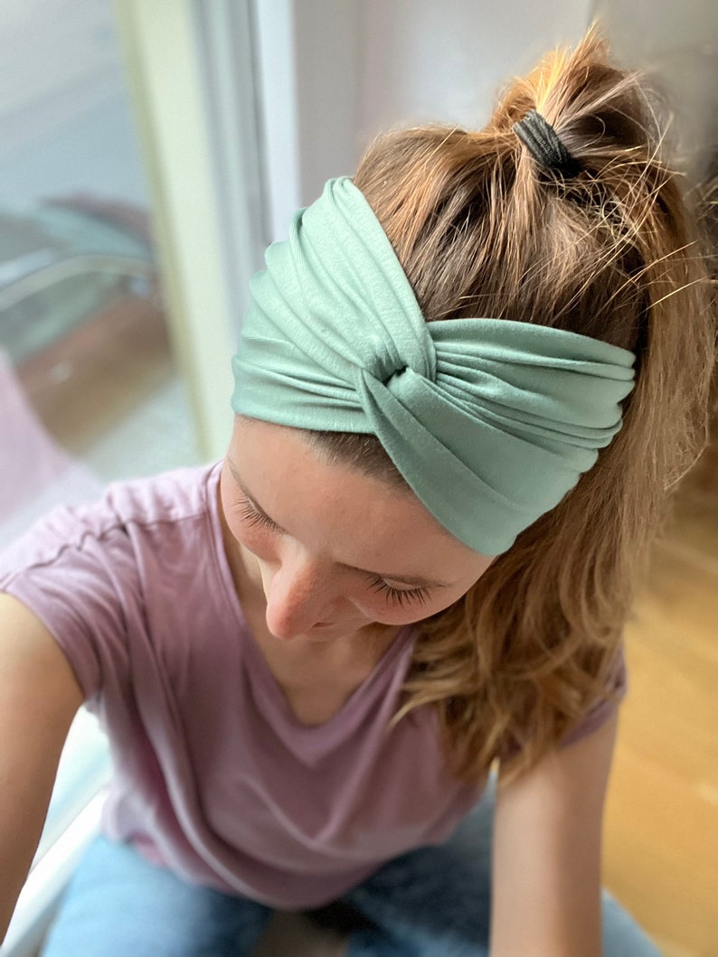 Bandeau Haarband in über 100 Farben, leichtes Sommer Haarband, 2 Tragemöglichkeiten, Einlagig Nahtlos, Sport Freizeit Stirnband Bild 9