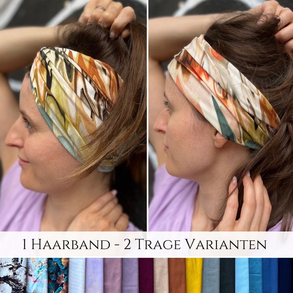BAMBOO twist hairband in 18 colors, light summer hairband, 2 wearing options, single layer seamless, sports and leisure headband