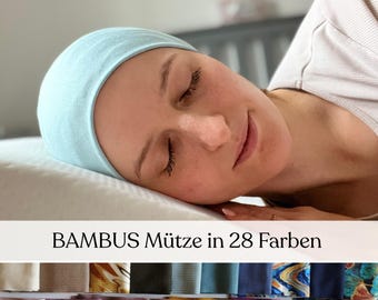 Bambus Slouchy Mütze einlagig – Chemomütze nahtlos & atmungsaktiv, 24/7 tragbar, handgefertigt, Artikel Nr. 1360120685